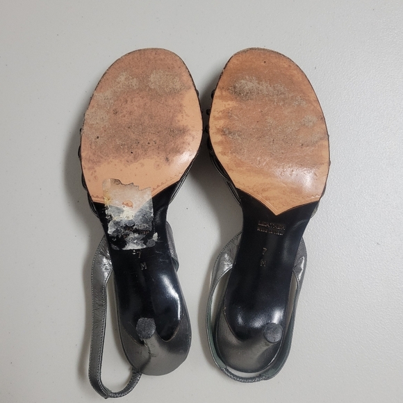 Yves Saint Laurent Grey Silver Heels with Crystal Embellishments. - Picture 6 of 16